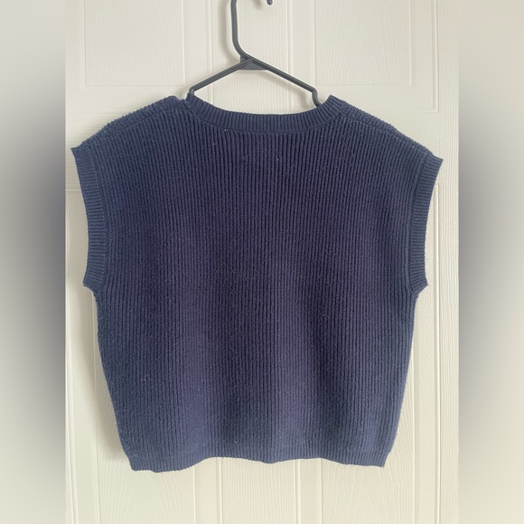 Blue Ribbed Knit Sweater Vest XL Bear Heart Cozy NWOT Grandmacore - Picture 7 of 12